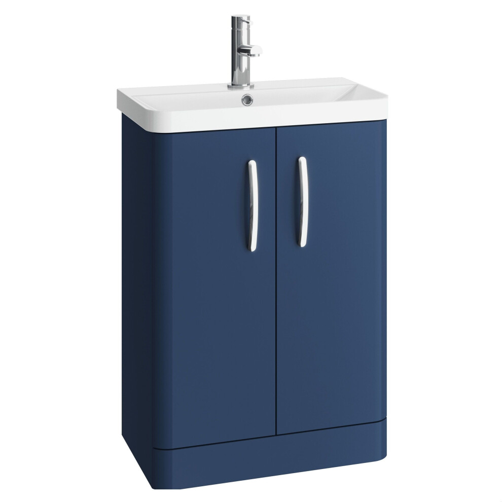 Balterley Handsacre Contemporary 2 Door Floor Standing Vanity Unit With Basin, Satin Blue, 600Mm