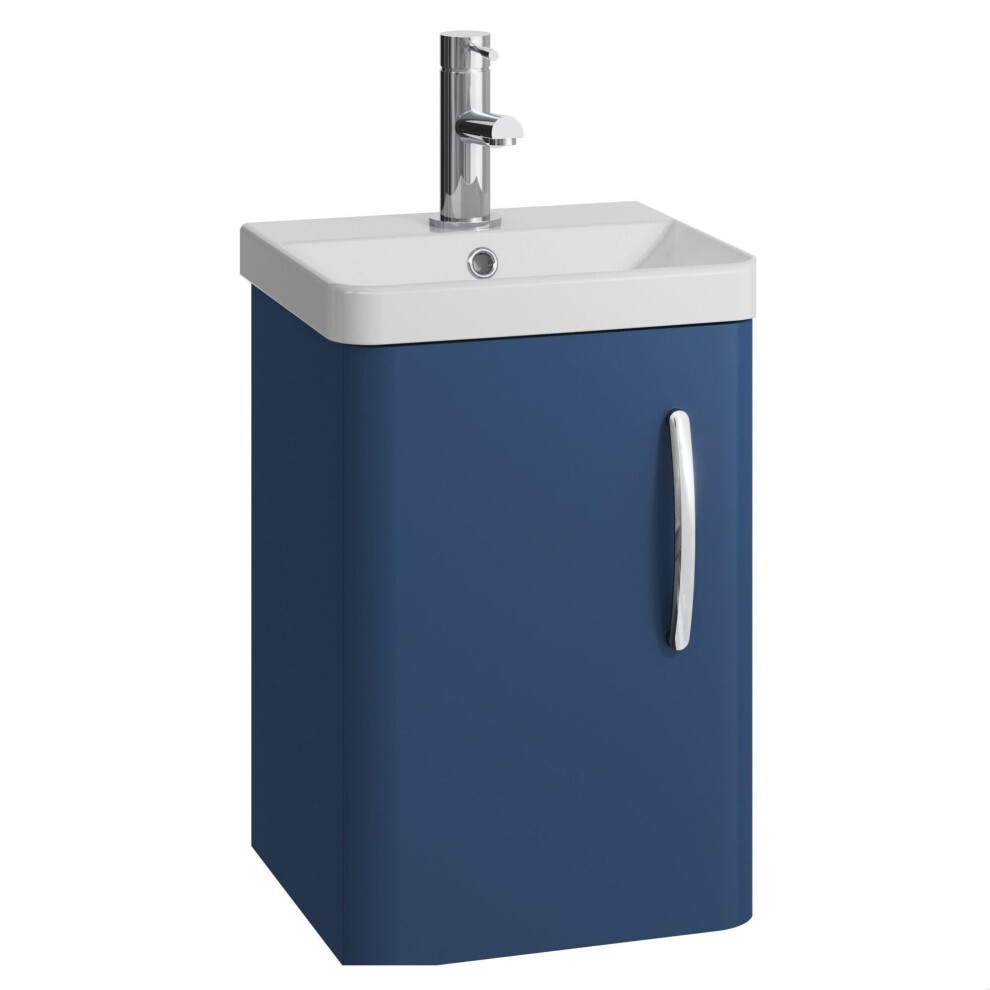 Balterley Handsacre Contemporary Wall Hung Vanity Unit With Basin, Satin Blue, 400Mm