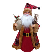 Santa Tree Topper with Hat and Scarf Fabric Ornament