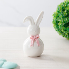 Ceramic Rabbit Figurines, Porcelain Easter Bunny for Home, Tabletop Ornament