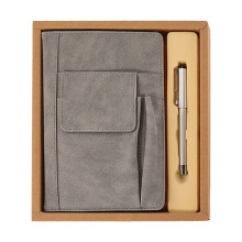 A5 Brown Leather Book Cover with Pen Pockets