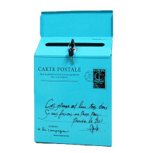 Rt Postl European-Style Tin Box with Lock Wall-Mounted