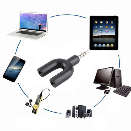 Black 3.5mm 2-Way Headphone Splitter Aluminium