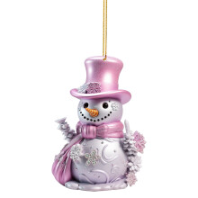 Pink and Silver Snowman Christmas Ornament 1 Pack