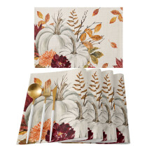 Tischsets und Tischläufer aus Baumwollleinen für Thanksgiving