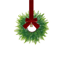Christmas Clearance! Flower Garlands With Ribbon Bells On The Back of Kitchen Window Chairs Are Used for Festival Decoration In Rural