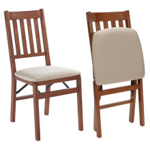 MECO STAKMORE Arts and Craft Folding Chair Fruitwood Finish, (Set of 2), 22.5 in x 17 in x 35.5 in