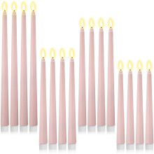 24pcs Flameless LED Taper Candles (8.5"-12.8"), Battery-Operated, Flickering, Ivory – for Halloween, Christmas, Church, Wedding