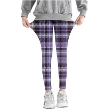 Purple Kids Lattice Print High-Waist Stretchy Leggings