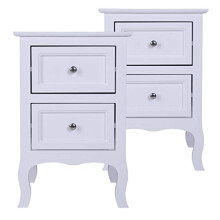 wenyuyu Pack 2 White Bedside Tables, Storage Side Table with 2 Drawers for Small Spaces, Narrow End Table Nightstand for Living Room, Bedroom