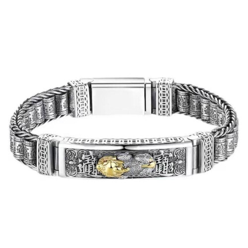 Rotating Alloy Bangle Silver and Gold Tone Unisex