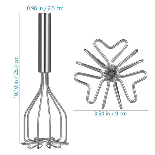 4Pcs Silver Stainless Steel Potato Masher with Long Handle for Kitchen 1