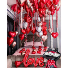 Valentine Balloon Kit Heart Love Foil Balloons Rose Petals