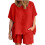Women's Casual Summer Two-Piece Set Red Solid Comfortable 2