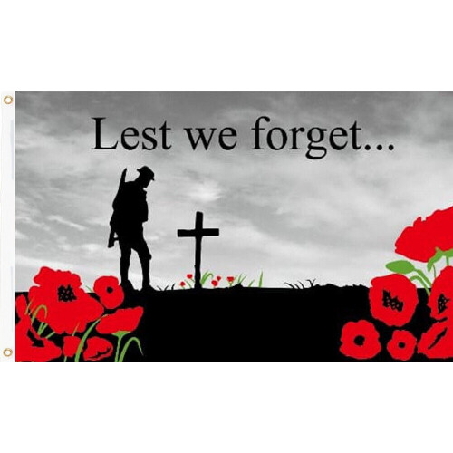 LEST WE FORGET FLAG 5 feet x 3 feet