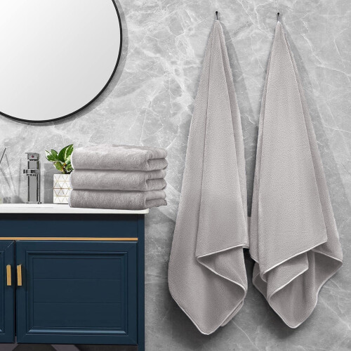 Bath Towel Set Polyester 5-Piece (2 Bath 3 Hand)