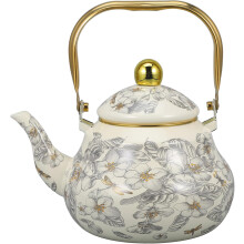 Vintage Enamel Tea Kettle, Floral Steel Stovetop Teapot with Cool Handle – Retro Kitchen Decor