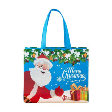 5Pcs Blue Christmas Gift Bags, Non-Woven Tote with Handles, 12.6"x10.6"x3.9", for Wrapping, Shopping & Xmas Parties