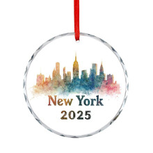 Crystal Glass Christmas Ornament Watercolor New York