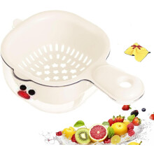 Dual-Layer Kitchen Draining Basket with Strainer – Thickened, Ergonomic Handles, for Fruits & Veggies – Green/Purple/White