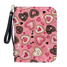 Valentine's Day Heart Chocolate Print PU Leather Bible Case for Women & Men, Compatible with XL Bibles, Detachable Wristlet Strap