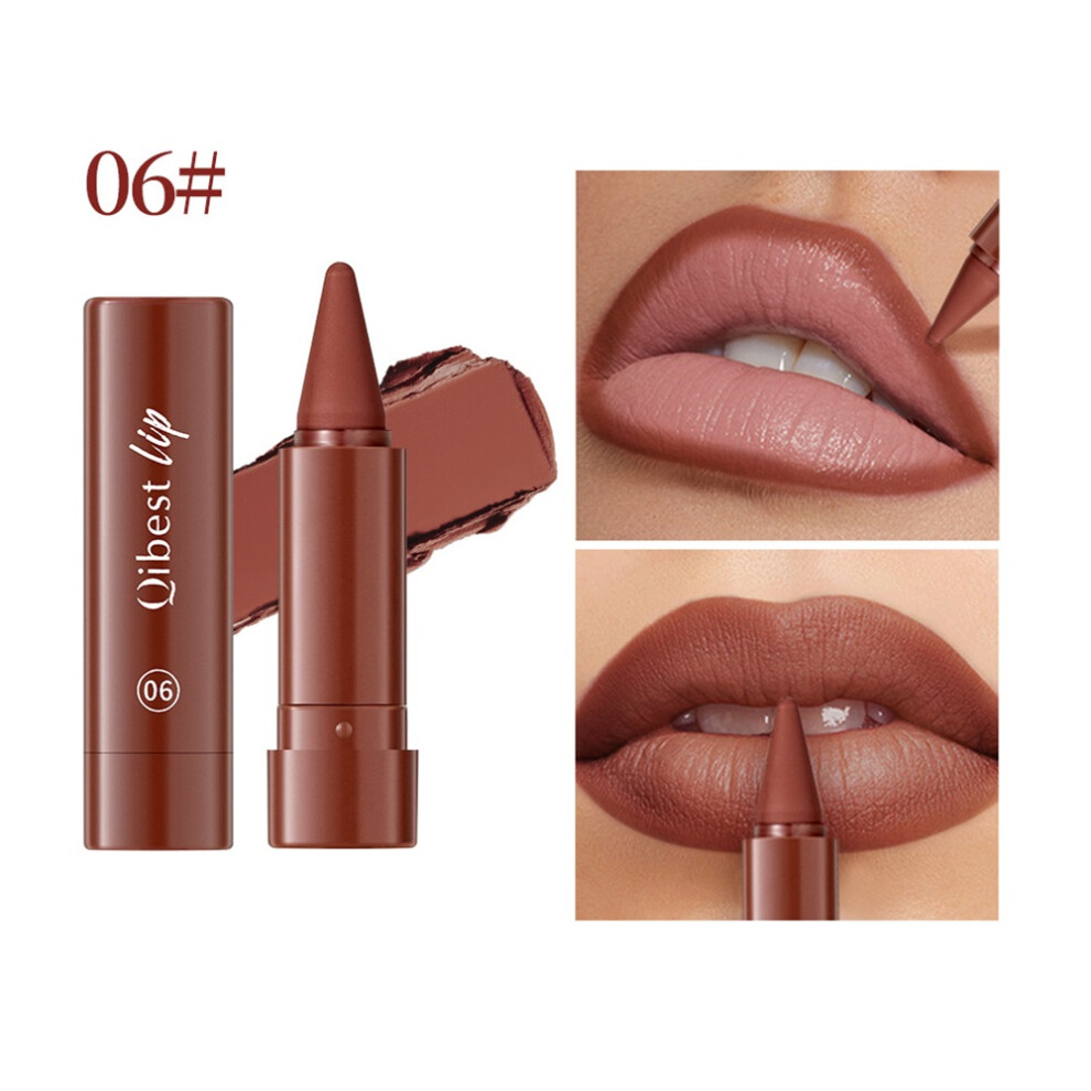 (06#, 1 Piece) Matte Lip Liner with Built-in Smudge Brush, Waterproof & Non-Drying, Defined & Fuller Lips, 6 Shades