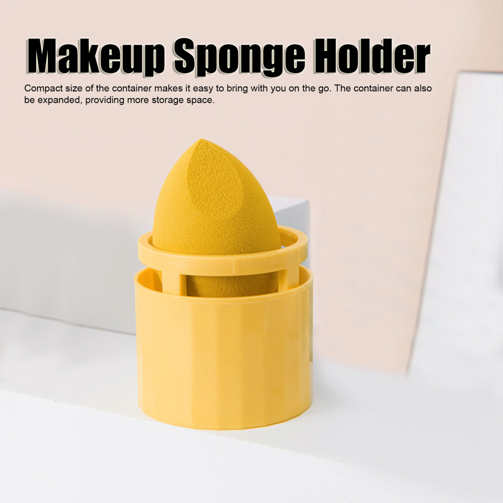 Yellow Clear Lid Makeup Sponge Organiser