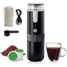 Macchina da caffè espresso portatile da 170 ml, nera, per caffè macinato e capsule, per casa, ufficio e auto.