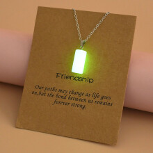 Fluorescent Crystal Pendant Necklace Hexagonal Stone Chain