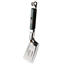2-in-1 Stainless Steel Spatula & Tongs, Heat-Resistant, Slotted Design, for Cooking/BBQ – Dark Green, 11.42"x2.56"
