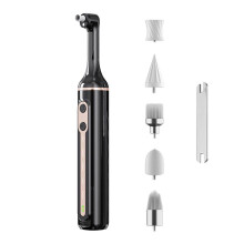 (Black) Electric Tooth Polisher Set Electric Teeth Lightening Set Cleaning Tool Set for Family Use with 5 Polish Heads and Modes White
