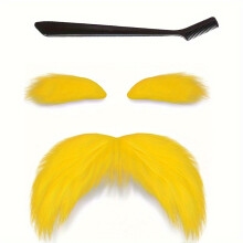 1 Set Fake Mustache& Eyebrow Kit- Comedic Self-Adhesive Fake Beard Bushy Brows, Theatrical Costume Props