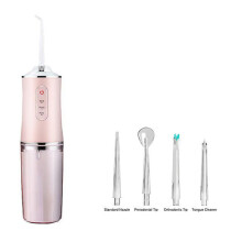 (Pink) Home Portable Oral Irrigator Usb Rechargeable Water Flosser Portable Dental Water Pick 220ml Water Tank Waterproof Teeth Cleaner