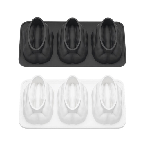 3 Cavities Nut Silicone Chocolate Mold For Mousses-Black 1