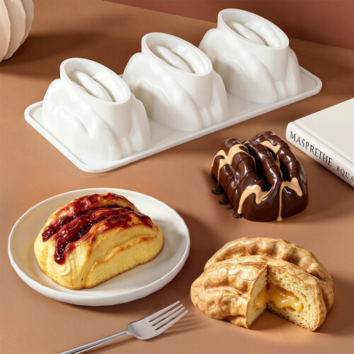 3 Cavities Nut Silicone Chocolate Mold For Mousses-Black 2