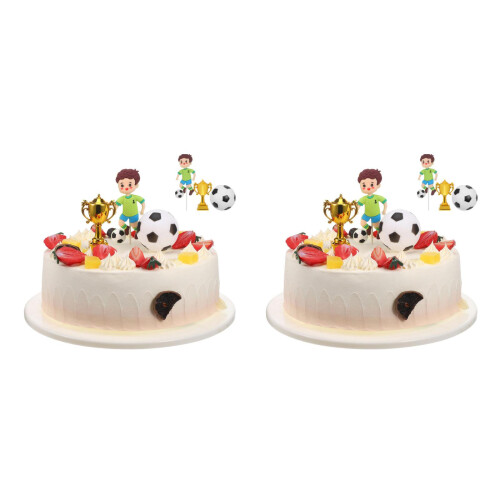 2Sets Versatile Soccer Birthday Cake Toppers with Durable Silicone 1