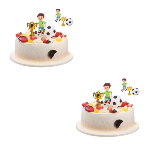 2Sets Versatile Soccer Birthday Cake Toppers with Durable Silicone 2