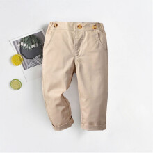 Pantalon d'uniforme scolaire kaki pour garçon, en sergé, coupe droite, élastique sur le devant.