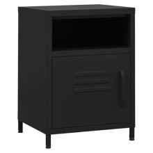 vidaXL Nightstand Home Bedroom Living Room Furniture Modern Design Bedside Bed Cabinet Storage Cabinet Side Table Organiser Black Steel