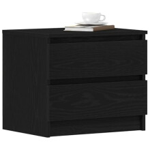 vidaXL Bedside Cabinet Black Oak 50 x 40 x 43.5 cm Engineered Wood, Rustic Bedroom Storage, Compact Nightstand, Engineered Wood Furniture, Bedside