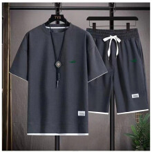 (Dunkelgrau, XL) 2026 Men's Print Short Sleeve T-Shirt Shorts Sports Suit Training Suit M-3XL