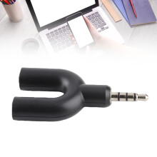 Black 3.5mm 2-Female to 1-Male U-Shape Splitter