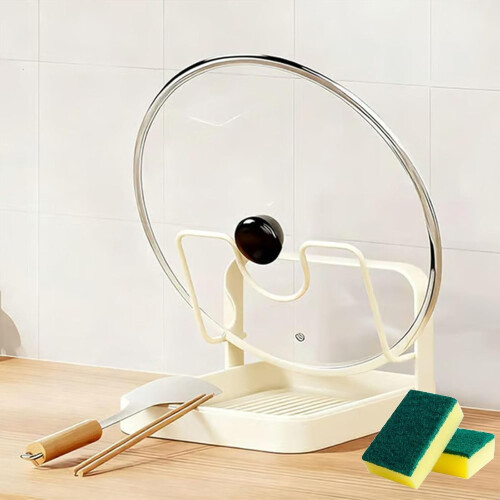Kitchen Pot Lid Storage Rack with Removable Tray and