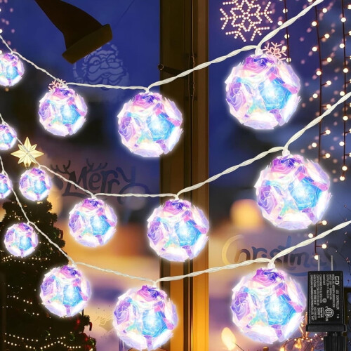 Christmas Ball Ornament Lights White 17FT 20-Bulb