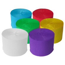 6 Rolls Crepe Paper Streamers For Birthday Party Decorations Grass Green Dark Red Sky Blue Purple Yellow White