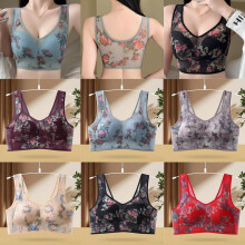 Ice Silk Lace Cooling Comfort Bra Lace Buttonless Comfortable Bra Women NEW