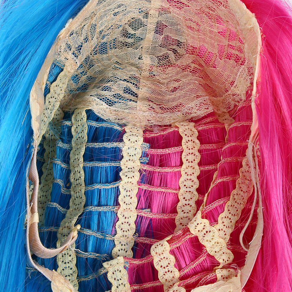 Unisex Blue,Red Blue Rose Red Full Fringe Long Wig Women