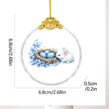 Easter Glass Pendant, 2D Flat Golden Ornament for Party & Easter Basket Filler, Kids Gift, Style B