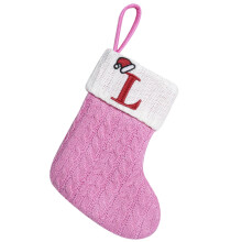 Pink Knitted Personalized Christmas Stocking with Initial, Kids’ Holiday Fireplace Decoration – Compatible with Standard Hooks