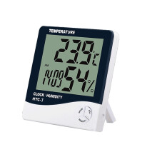Digital Hygrometer Thermometer with Large LCD, Alarm Clock, Calendar & Max/Min Memory – Compatible with HTC-1